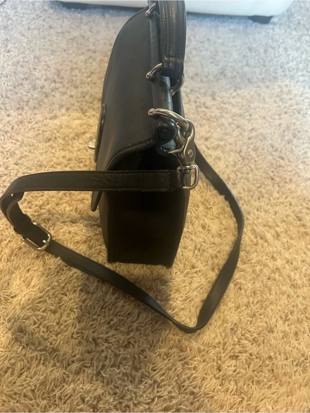 Vintage Coach Willis 9927 Black Leather Dowel Crossbody Bag